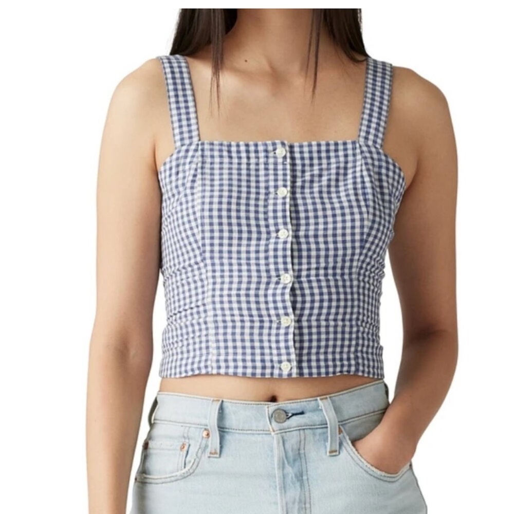 Levi’s Lottie Gingham Crop Linen Top Size XXL